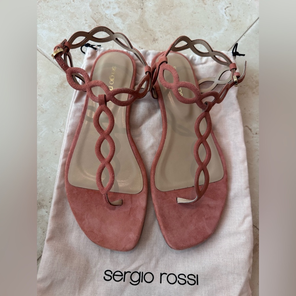Sergio Rossi Pink Suede Sandals